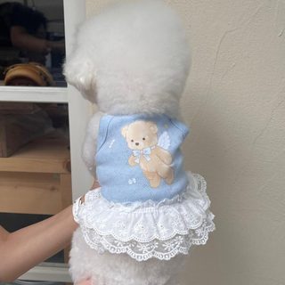 봄여름 신상 강아지 치마 얇은 통풍곰 나시 원피스 중소형견 고양이 애완동