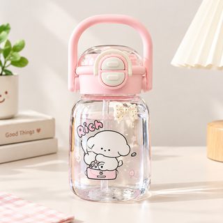 어린이 등교용 손잡이 빨대 물병 500ml 휴대용 플라스틱 물통