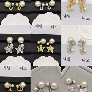디가/2026 신상 패션 기질 펀칭 오각별 모방 진주 자모 수술 말굽 귀걸이 귀