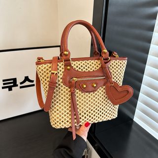 숄더 숄더 크로스 라피 초편 토트 핸드백 2026 여름 신상 캐주얼 바캉스풍 장