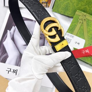 2026 신상 M LV 남녀공용 체크 양면 천연 소가죽 벨트 골드 버클 허리띠