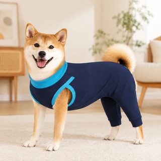 강아지 수술 후 회복복 어깨 크로스 중성화복 소형견 중형견 면 올인원