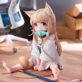 미소녀 콩가루 앉아서 생선 먹는 고양이 앉은 자세 얼굴 바꿀 수 있다 애니메이션 피규어 장식품 모형 도매