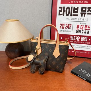 2026 여성 미니 바스켓백 모노그램 PU 토트백 숄더 크로스백 데일리 지퍼 가