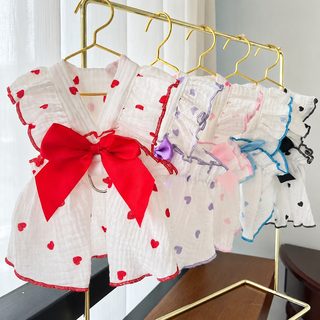 강아지 고양이 하트 원피스 반려동물 의류 비숑 푸들 포메라니안 사계절