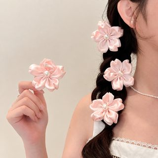 벚꽃 머리핀 여성 핑크 진주 꽃 머리장식 오리주둥이 집게 헤어클립