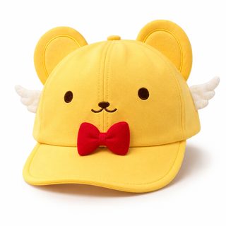 여성 곰돌이 자수 날개 리본 볼캡 노란색 귀여운 나들이 모자