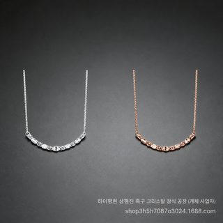 GVC 여성 일자 미소 다이아몬드 목걸이 쇄골 체인 패션 액세서리