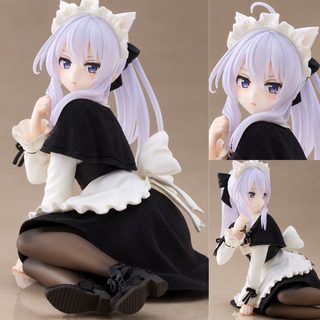 마녀의 여행 메이드 이레나 고양이 귀 앉은 자세 미소녀 PVC 피규어 10cm 장식