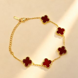 광면 네잎클로버 팔찌 여자 티타늄 강철 색이 빠지지 않고 가벼운 사치 소대중 손장식 구미 대외무역 생방송 공장 도매