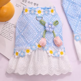 여름 강아지 원피스 옷 반려견 여름 얇은 그물코 고양이 레이스 치마 비숑보미