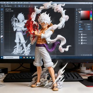 해적왕 니카 루피 5단 스테이션 자세 피규어 25cm PVC 애니메이션 장식품