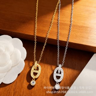 D家 CD 알파벳 돼지코 태슬 목걸이 여성 쇄골 체인 럭셔리 패션 액세서리