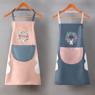 캐릭터 토끼·소녀 주방 앞치마 방수 방유 무소매 손수건형 커플 앞치마