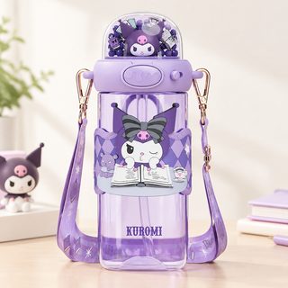 트라이탄 캐릭터 빨대 물병 650ml 어깨끈 휴대용 학생 물통