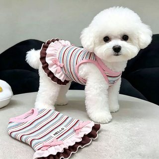 고양이 강아지 줄무늬 여름 원피스 털 빠짐 방지 반려동물 옷 테디베어 요
