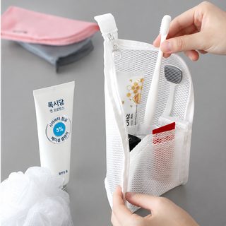 휴대용 여행용 방수 칫솔 수납 파우치 세면도구 정리 가방 망사 지퍼 출장