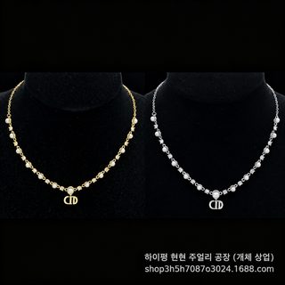 크로스보더 신형 D 집 CD 자모 돼지 코 다이아몬드 진주 목걸이 여성 복고 고