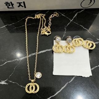 26년 봄여름 신상품 고품질 소향풍 링거문 쌍C 목걸이 귀걸이 여자 왕홍 생