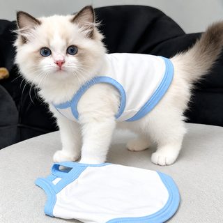크로스보더 펫 비숑 고양이 시나리 테디 강아지 펫 옷 여름옷 공백판 DYI 탱