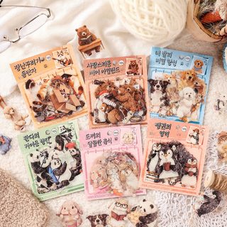 웨전 별빛 펫 캐릭터 PET 다꾸 스티커 어린이 다이어리 꾸미기 6종