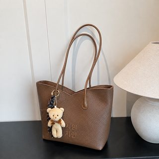 트렌디한 고급감 소중충색 백합 토트백 단색 신상 패션 숄더백 서양식 백합