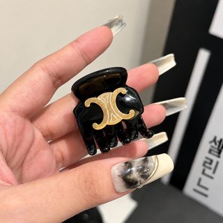 티타늄 스틸 샤넬 스타일 양스린 포니테일 집게핀 여성 헤어클립 크리스털