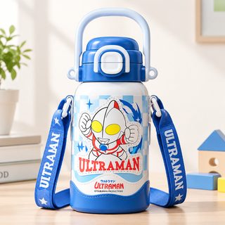 어린이 빨대 보온병 550ml 어깨끈 휴대용 캐릭터 물병