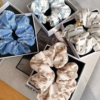 한국 뽕누에 실크 대장 헤어링 ~ 오리지널 개선문 신상 기질 심플한 알파벳 프린트 머리끈 머리 액세서리