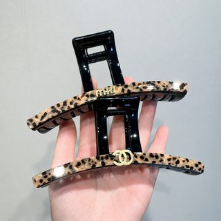 브라운 레오파드 빈티지 헤어 집게핀 13cm 여성용 뒷머리 올림머리 헤어 액