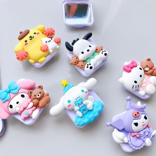 왕홍 삼려갈매기 수정경 휴대전화 에어백 지지대 데스크톱 만화 귀여운 곰돌이 커버 거울면 신축 지지대
