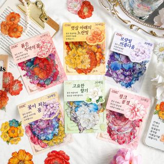 悦真文创贴纸花之圆舞手帐贴纸 跨境贴纸儿童贴纸贴画pet手帐素材