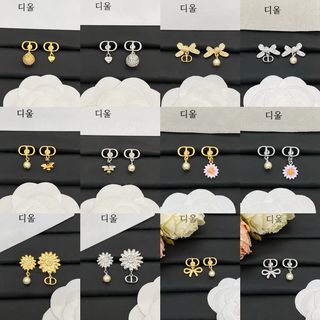 D 데이지 비대칭 귀걸이 큐빅 진주 펜던트 여성 출근룩 스터드 이어링