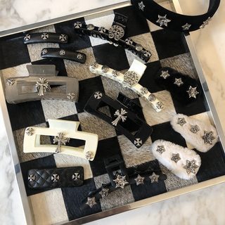 일본계 조패 크로 십자가 그립 개성 백합 뒤통수 반발 머리핀 상어 그립 머