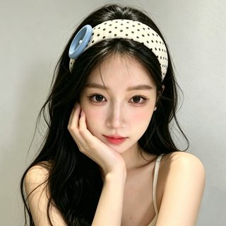 도파민 도트 와이드 헤어밴드 여성용 기하학 패턴 수제 패브릭 머리띠