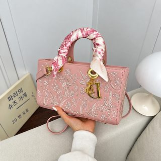 2026 신상 스카프 장식 다이애나백 여성 PU 토트백 데일리 숄더 크로스백