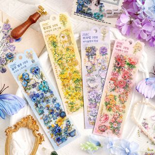 웨전 별빛 꽃상자 PET 다이어리 스티커 빈티지 감성 다꾸 어린이 데코 스티