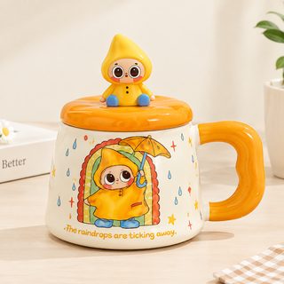 귀여운 도자기 뚜껑 머그컵 사무실 집들이 생일 선물