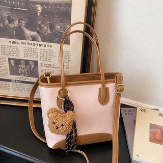 2026 신상 여성 토트백 배색 PU 숄더백 데일리 출근용 심플 크로스백