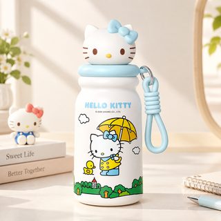 어린이 학생용 스테인리스 보온보냉 물병 440ml 휴대용 스트랩
