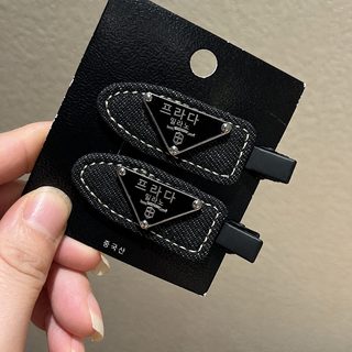 한국 왕홍 ins 패션 심플 블루 데님 머리핀 삼각형 흔적 없는 범선 앞머리 클립 옆면 클립