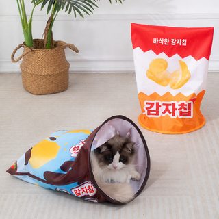 접이식 바스락 고양이 터널 장난감 실내 놀이용 숨숨 통로 드릴백