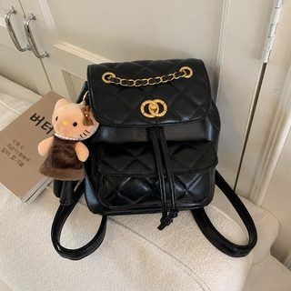 여성 대용량 PU 체인 백팩 2026 가을 신상 배색 캐주얼 데일리 가방