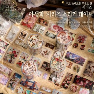 웨전 야생장미 다이어리 스티커 테이프 DIY 다꾸용 코팅지 키스컷 마스킹테
