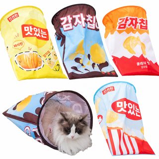 접이식 고양이 터널 장난감 실내 놀이용 바스락 캣터널