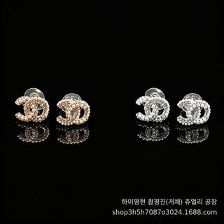 공장 도매 소향풍 쌍C 자모 가득 진주 귀걸이 여자 경사 패션 귀걸이 크로스