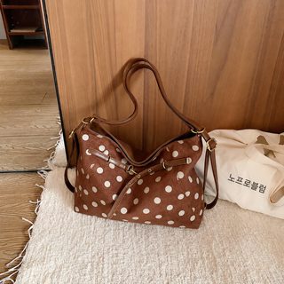여성 도트 토트백 대용량 PU 숄더백 출퇴근 데일리 크로스백