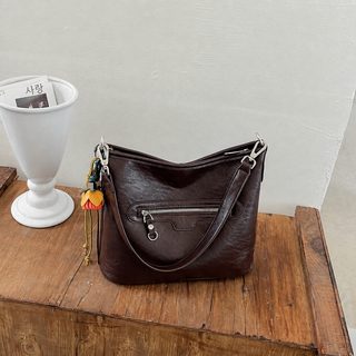 여성 PU 펀칭 버킷백 대용량 손가방 숄더백 크로스백 데일리 가방
