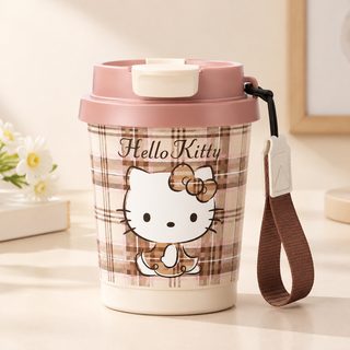 Hello Kitty保温杯女生便携双饮咖啡杯316不锈钢卡通吸管杯口袋杯