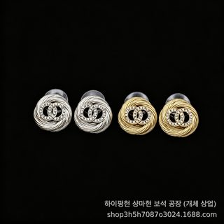 소향풍 원형 나선형 더블 C 여성 패션 귀걸이 925 실버 침 알파벳 귀장식